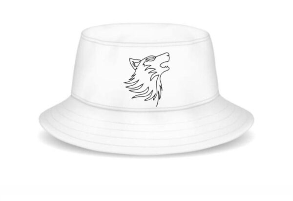 OMW White Bucket Hat with wolf logo